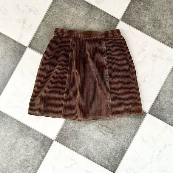 Vintage Dresses & Skirts - 90s Vintage Express Brown Corduroy Mini Skirt 2 4 Womens
